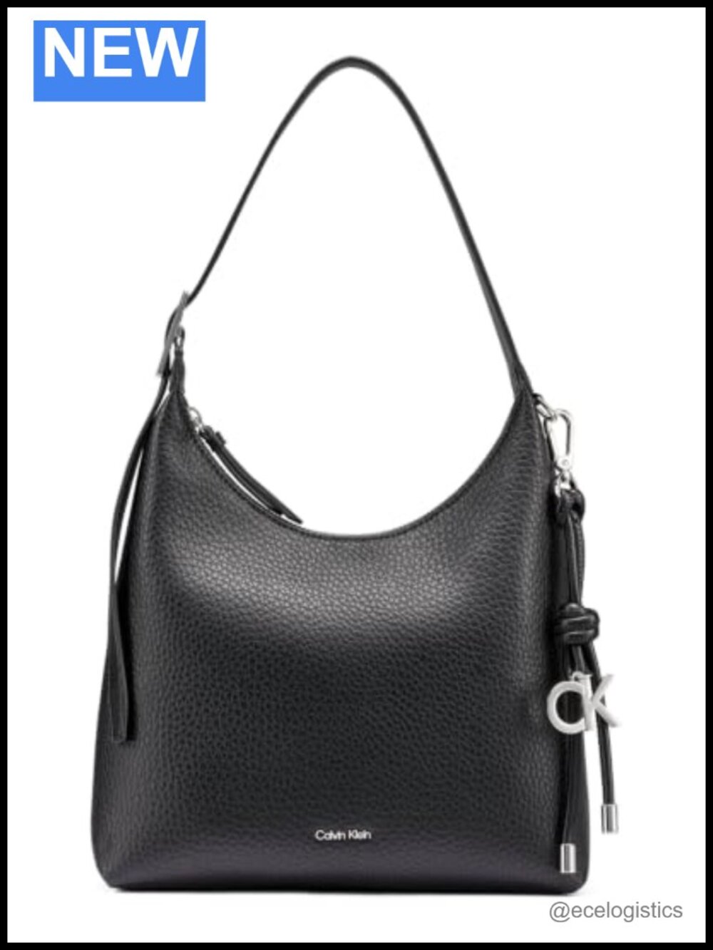 Vegan Leather Medium Hobo Shoulder Bag with Adjustable Strap and Keychain